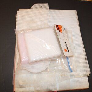 Vintage 7 Mesh Plastic Canvas Sheets and Shapes